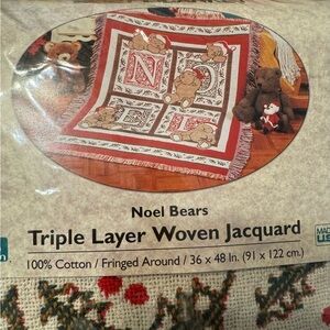 Rare Find Vintage‎ Beacon Noel Christmas Blanket ThrowTeddy Bear Baby Christmas